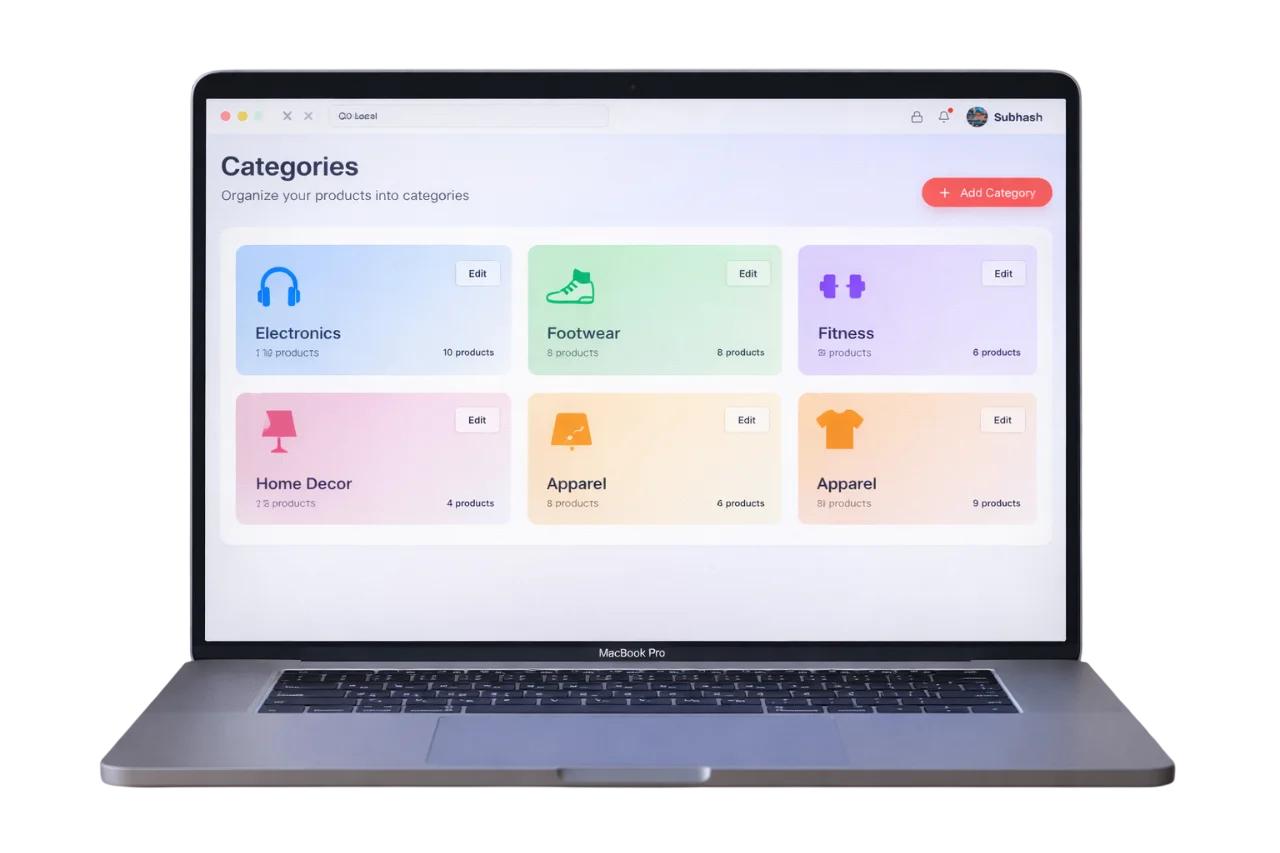 VDOlocal Seller Studio categories page