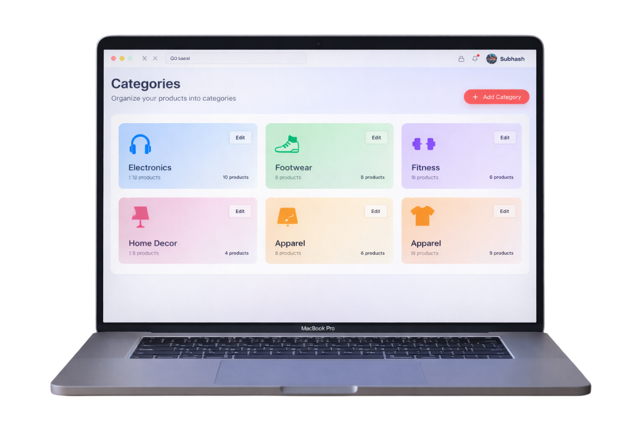 VDOlocal Seller Studio Dashboard - Category Management